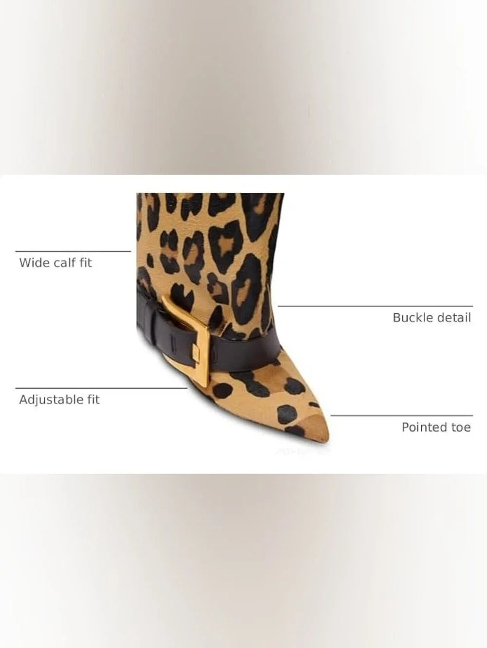 Leopard Print Pointed Toe Brown & Black Foldover Knee Boots
